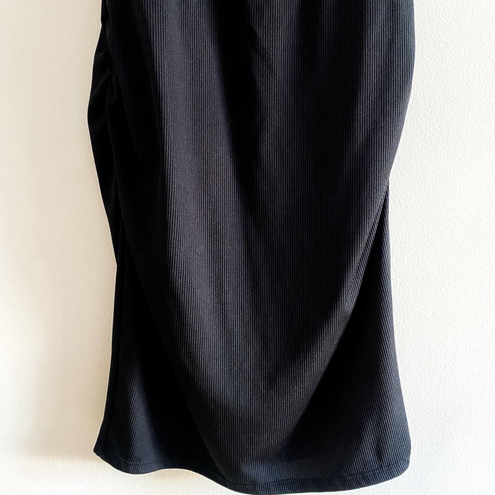Topshop | Ruched Shoulder Pad Black Sleeveless Dress | Size 8 - Picture 7 of 11